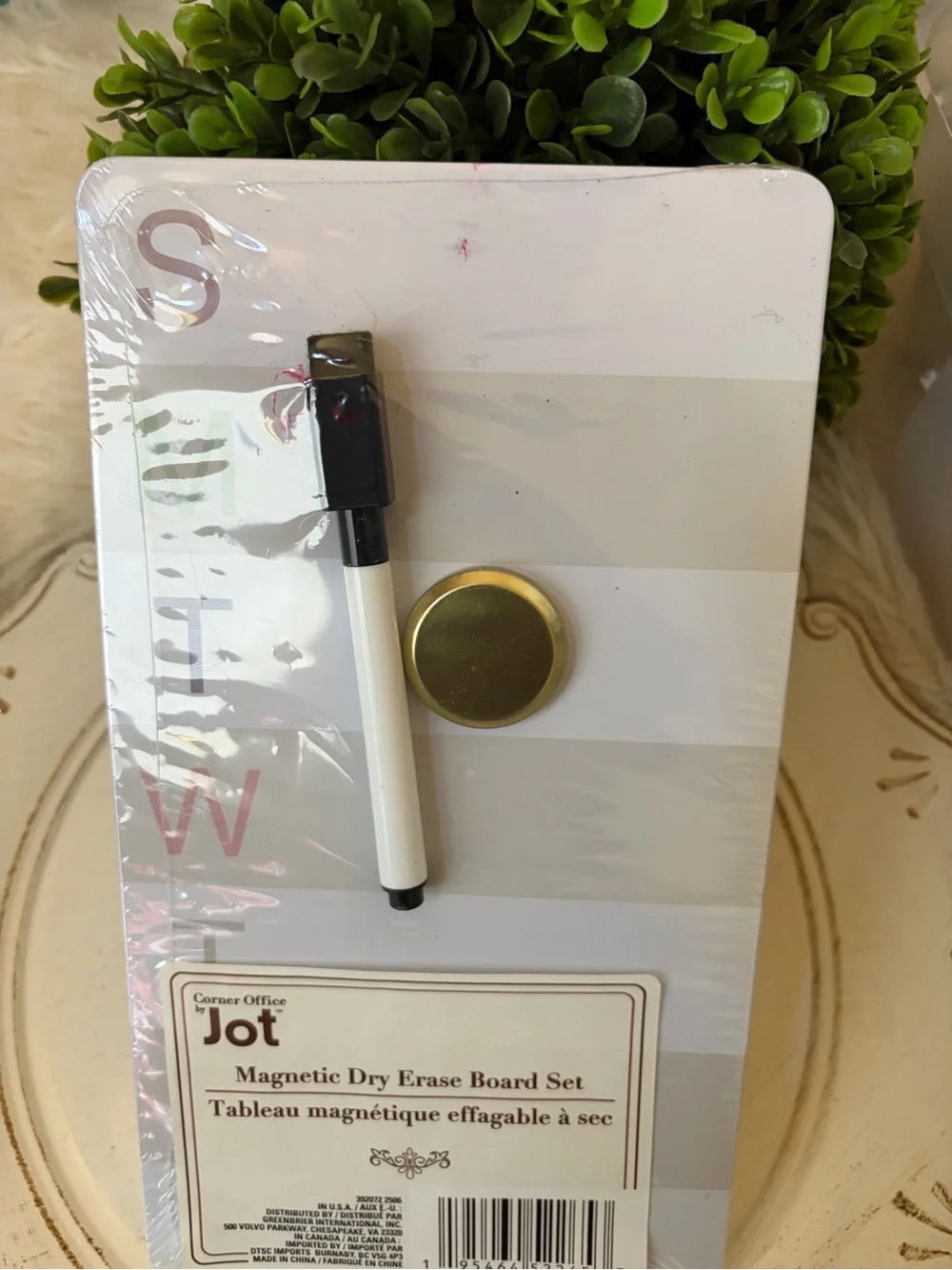 Jot Magnetic Dry Erase Board Set - Gray & White Stripes